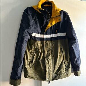 Nautica Men's Windbreaker in Navy, Olive, and Yellow